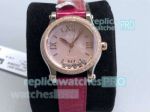 Chopard Happy Sport Floating Diamonds Watch Replica Ladies Pink Leather Strap